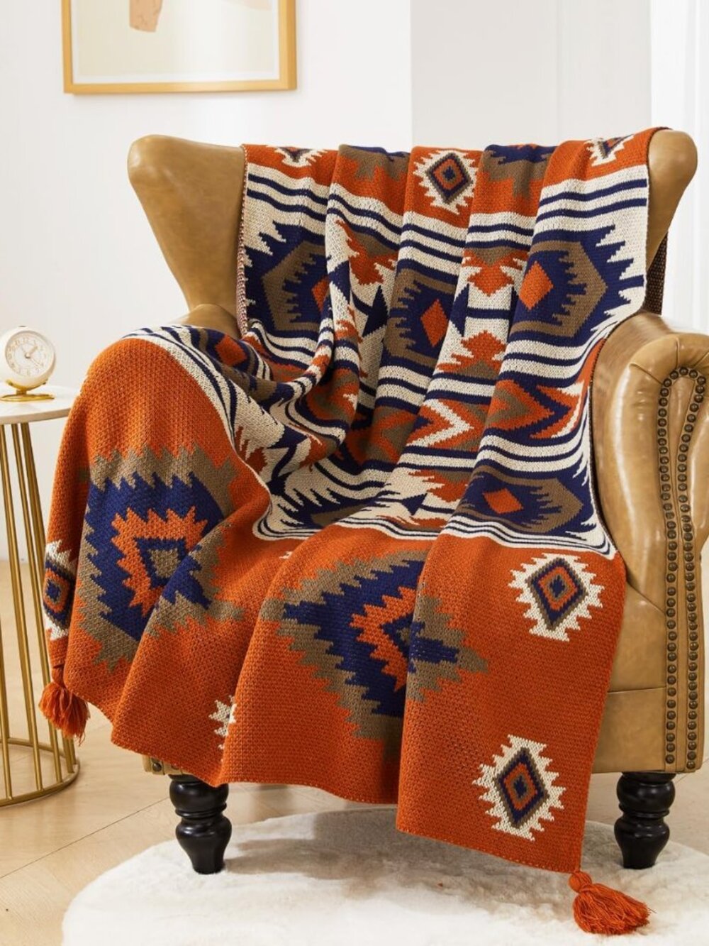 Southwestern Chair Throw Blankets, Acrylic Knitted Southwest Tribal Bed Couch So